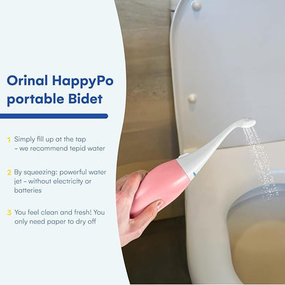 HAPPYPO Butt Shower - Portable Bidet with Travel Bag - Easy-Bidet 2.0 Replaces Wet Wipes and Shower Toilet - Rose