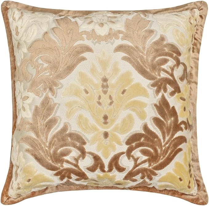 The HomeCentric King/Queen/Twin Beige Luxury CA King 86"x18" Bed Runner with One Pillow Cover, Damask Bed Scarf on Velvet Fabric - Emmeline
