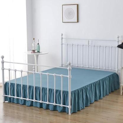 Bed Skirt Queen Size Ruffled Bed Skirt with Split Corners, 14 Inch Drop Dust Ruffle Bed Skirts with Platform, Teal Blue, 14''Queen