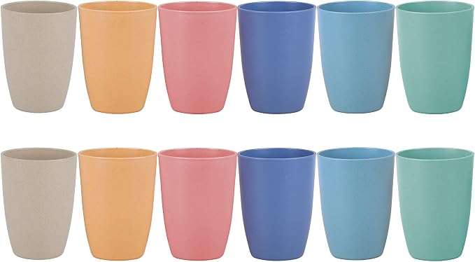 Wheat Straw Unbreakable Cup - 12 oz Reusable Drinking Glasses Sets