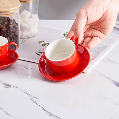 YOLIFE 2.5oz Espresso Cups Set of 4, Porcelain Stackable Espresso Cups