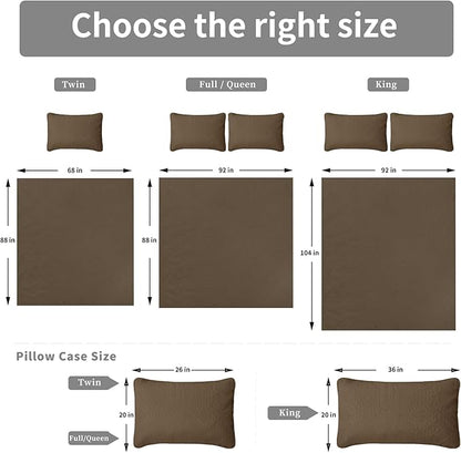 Easy-Going Twin Size Reversible Quilt Set with 1 Quilt and 1 Pillow Sham, Soft Bed Quilt Cover, Water Resistant Lightweight Microfiber Bedspread, Stain Resistant, Olive Leaf-Camel/Ivory