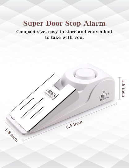 EMDMAK Door Stop Alarm with 120DB Siren Door Stop for Home & Travel (White) (Pack of 1)