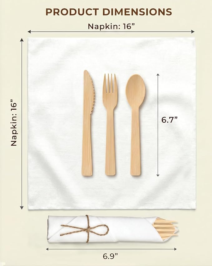 Pre Rolled Bamboo Silverware Set