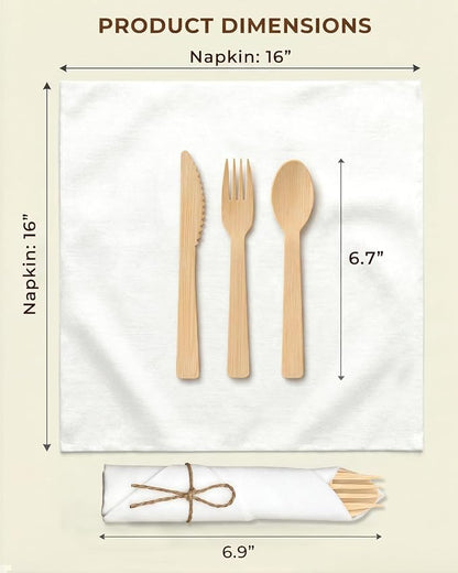 Pre Rolled Bamboo Silverware Set