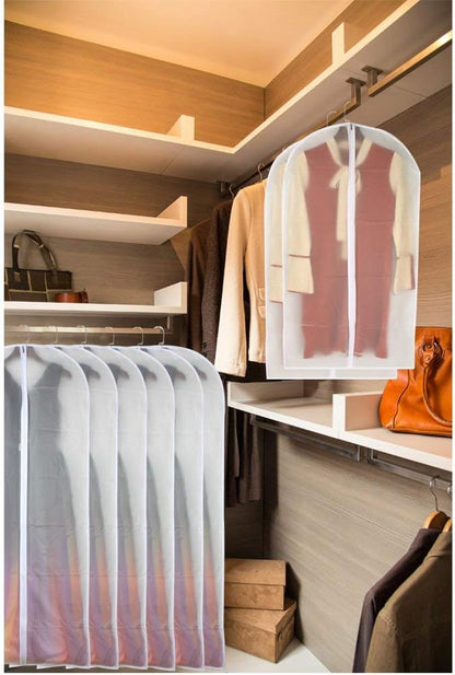 Garment Bag Clear for Long Dress 24'' x 60'' Zippered Garment Bags for Hanging Clothes White Breathable Full Zipper Dust Cover for Clothes Storage Closet Pack Of 6