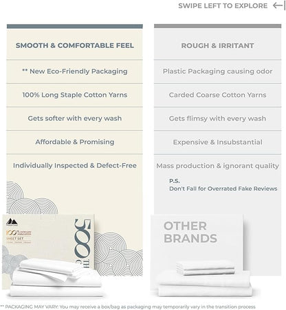Mayfair Linen 100% Egyptian Cotton 2 Pack Full Sheet Set - Luxury 500 Thread Count Cotton Sheets Full Size (8 PC, Silver), Soft, Cooling, Sateen Weave, 16" Deep Pocket Hotel Quality Bed Sheet Set