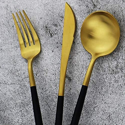 5-Piece 18/10 Stainless Steel Matte Gold Silverware Set, Kitchen Tableware Set