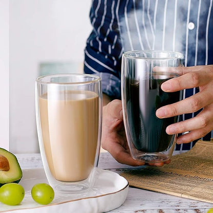 CNGLASS Double Wall Thermo Glass Coffee Cup 13.5 oz