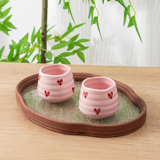 4pcs Japanese Tea Cup Set – Mini Size Cup 5OZ Ceramic Matcha Cup, Handless