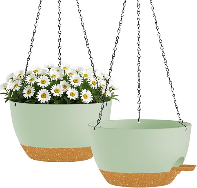 2 Pack 10 Inch Self Watering Hanging Planters