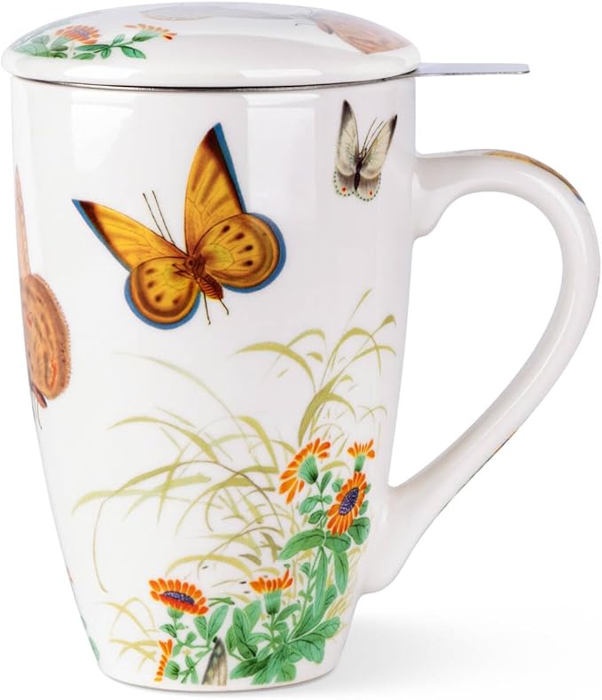 AmorArc Tea Cup With Infuser and Lid, 18oz Loose Leaf Tea Mug With Steeper |