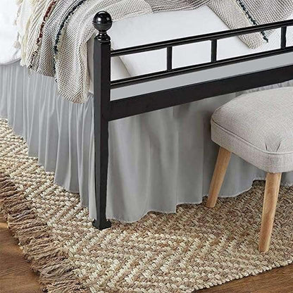 SlumberWell Full Bed Skirt with Split Corners, Soft Microfiber, 14 Inch Drop, Light Grey Solid, Elegant Ruffled Design