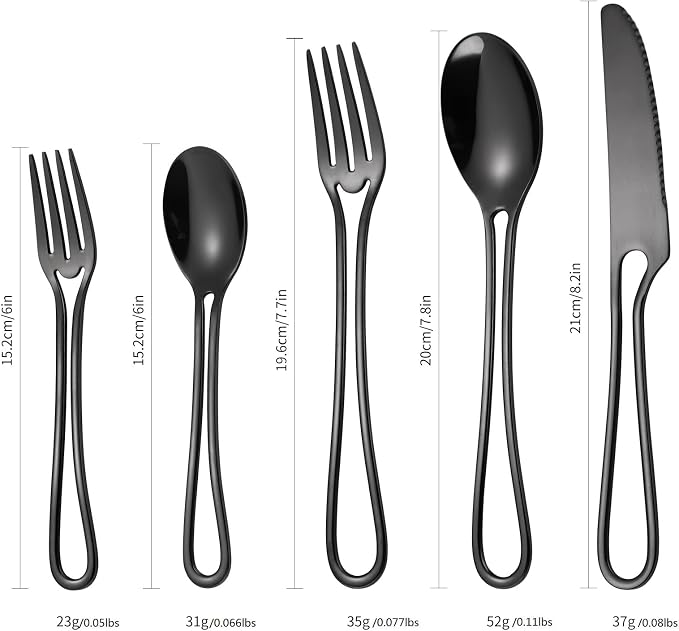 Black Silverware Hollow Flatware Set