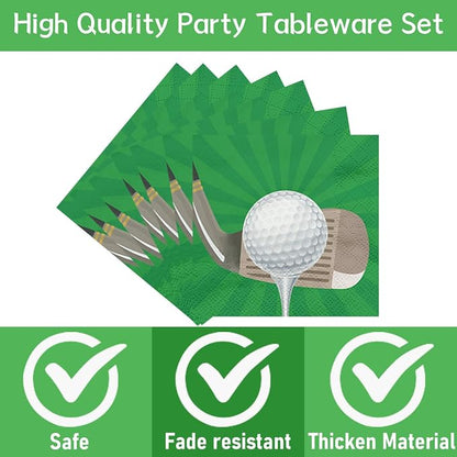 Rakuto Golf Party Decorations 96PCS Plates Napkins Forks Tableware | Golf