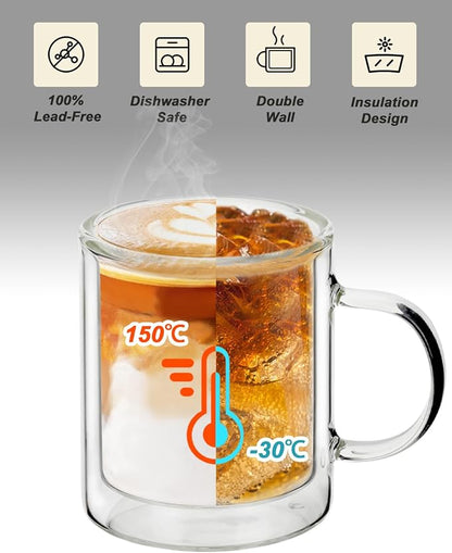 LIBWYS 12oz Double Wall Coffee Mugs