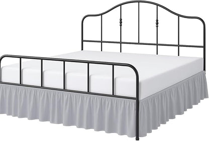 Cottington Lane Ruffled Bed Skirt Twin Size with Split Corner, Brushed Microfiber Hotel Quality Silver Grey Dust Ruffle, 14 Inch Drop Gathered Bedskirt, Soft and Stylish, Shrinkage and Fade Resistant