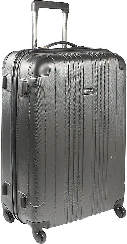 Kenneth Cole REACTION Out of Bounds Lightweight Hardshell 4-Wheel Spinner Luggage, Charcoal, 28-Inch Checked