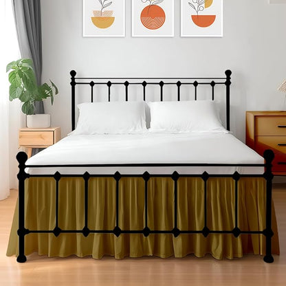 Shreem Linen Ruffled Bed Skirt with Split Corners, Gathered Style, 100% Microfiber, 28-Inch Drop, Dust Ruffle Bedskirt with Platform, Full, Taupe