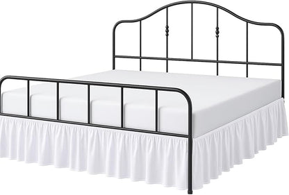 Cottington Lane Ruffled Bed Skirt Queen Size with Split Corner, Brushed Microfiber Hotel Quality White Dust Ruffle, 14 Inch Drop Gathered Bedskirt, Soft and Stylish, Shrinkage and Fade Resistant