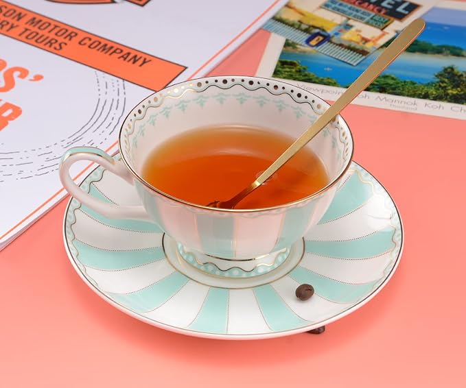 Bone China Tea Cup Set with Saucer Spoon