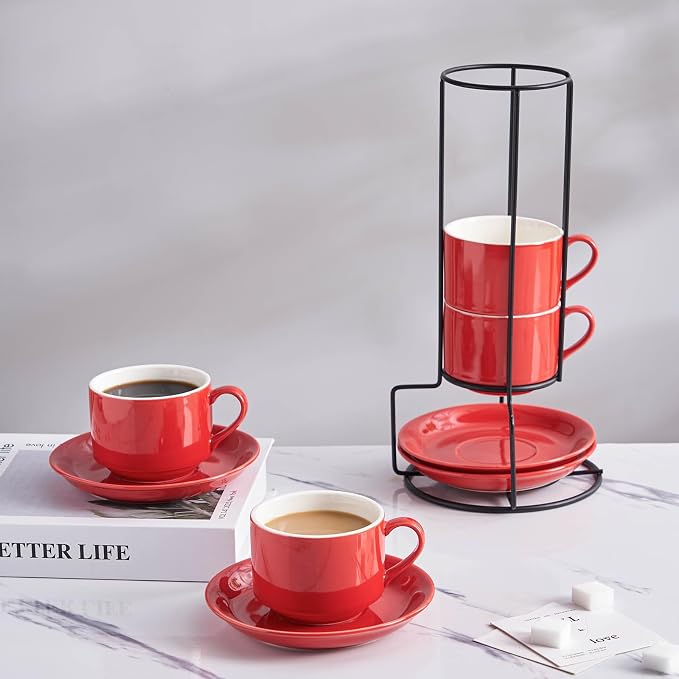 YOLIFE 8oz Porcelain Stackable Cappuccino Cups