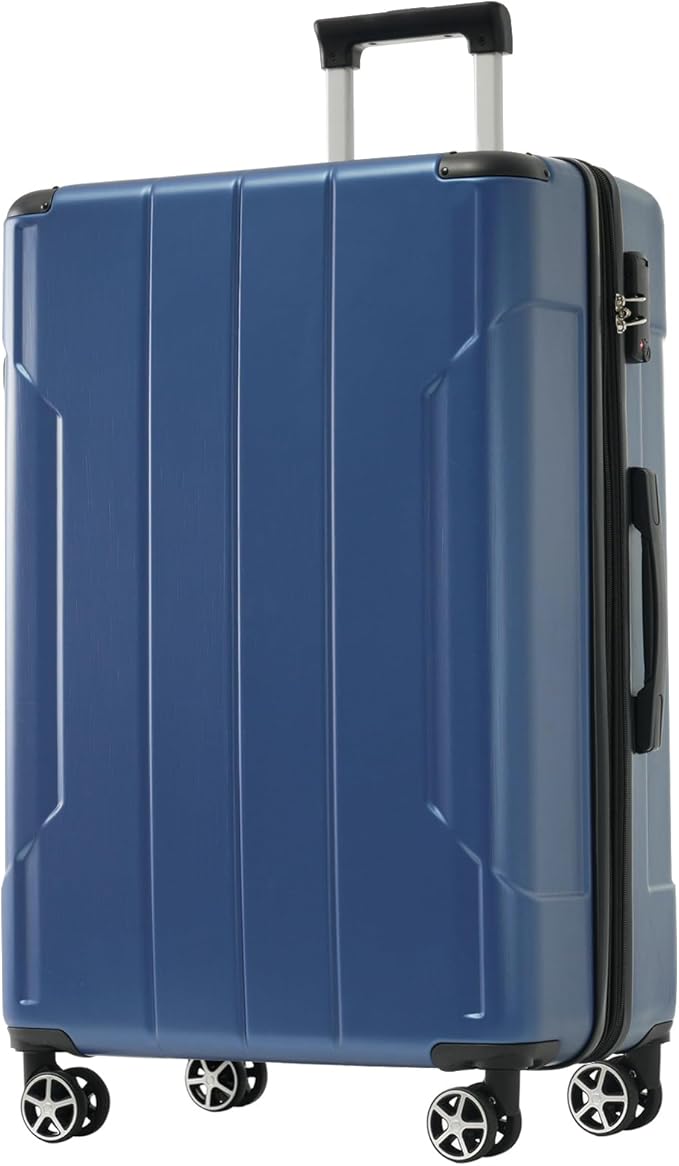 Merax 24 Inch Expandable Checked Luggage, Hardshell ABS Medium Suitcase with Spinner Wheels, TSA Lock, Lightweight Durable Travel Suitcase for Men Women(Blue)