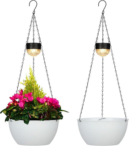 BAYN 2 Packs Solar Hanging Basket Planters