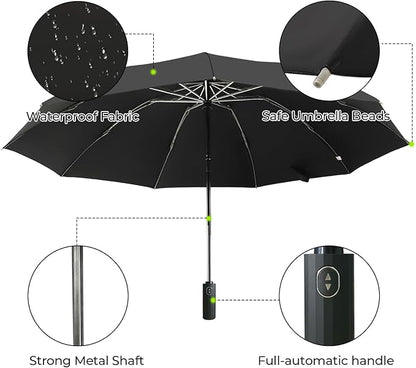 LLanxiry Compact Travel Umbrella, Mini Windproof Umbrellas for Rain & Sun, Small Lightweight Outdoor UV Umbrella, Portable Folding Umbrellas for Travel