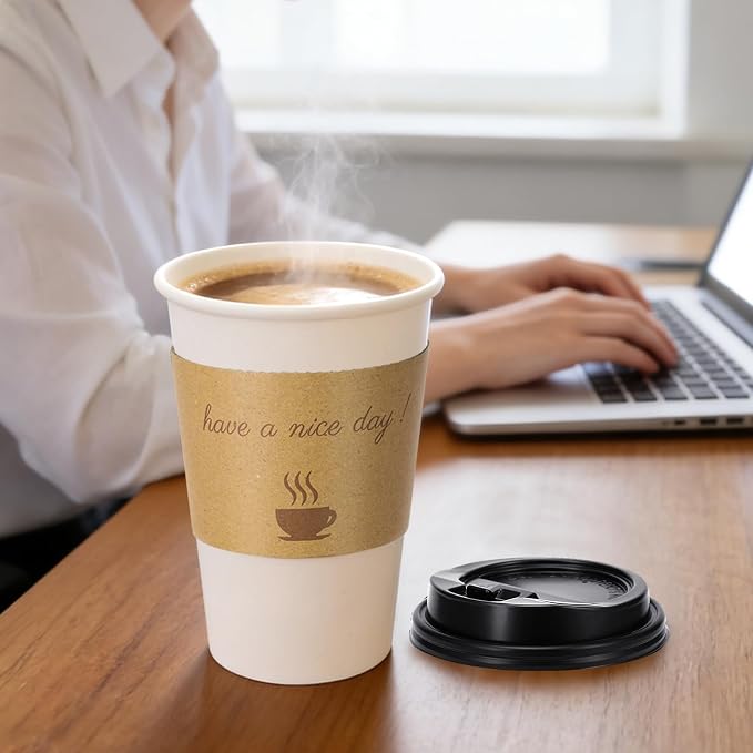BYSNOW 500 pack 16 oz Bulk Disposable Paper Coffee Cups