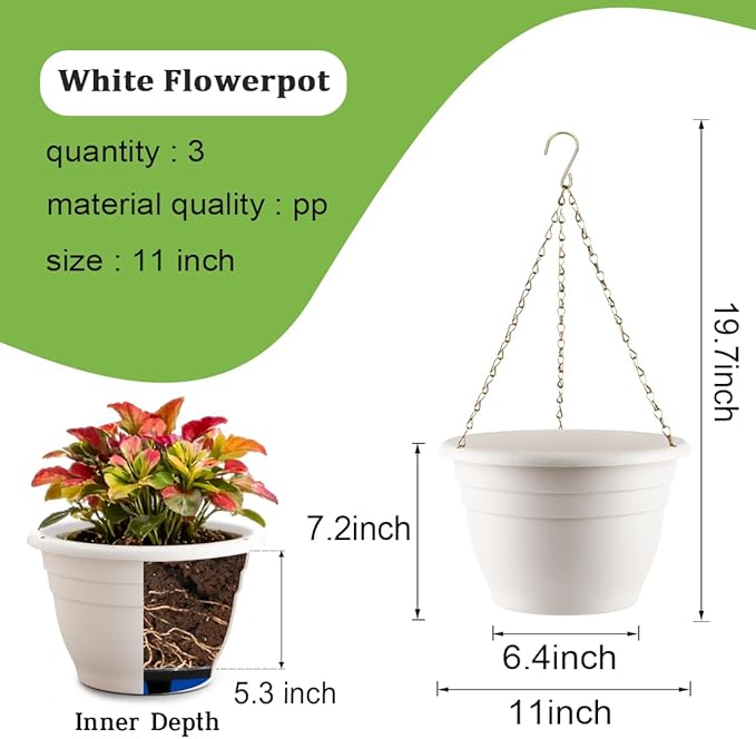 Hanging Planters 11 Inch, Self Watering Hanging Basket