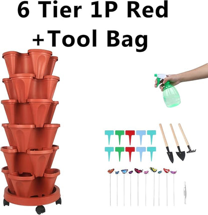 GameXcel Vertical Planter, 6 Tier Stackable Strawberry Planter