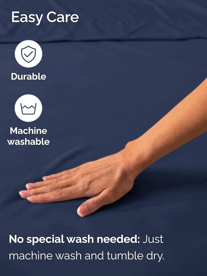 Extra Deep Cal King Fitted Sheet - Hotel Luxury Single Fitted Sheet Only - Easily Fits 18 inch to 24 inch Mattress - Ultra Soft, Wrinkle Free with Extra Deep Pockets - Breathable & Comfy - Navy Blue