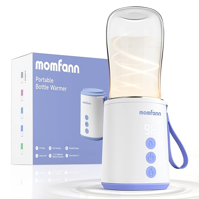 Portable Bottle Warmer Travel Baby Bottle Warmer for Breastmilk On The Go Travel Bottle Warmer Leak-Proof 2 Modes Fast Heating Three 3800mAH Battery Capacity to Meet Your All-Day Needs