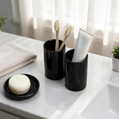 Gaolinci 2 Pcs Simple Solid Color Ceramic Mouthwash Cups, Bathroom Brushing Cup