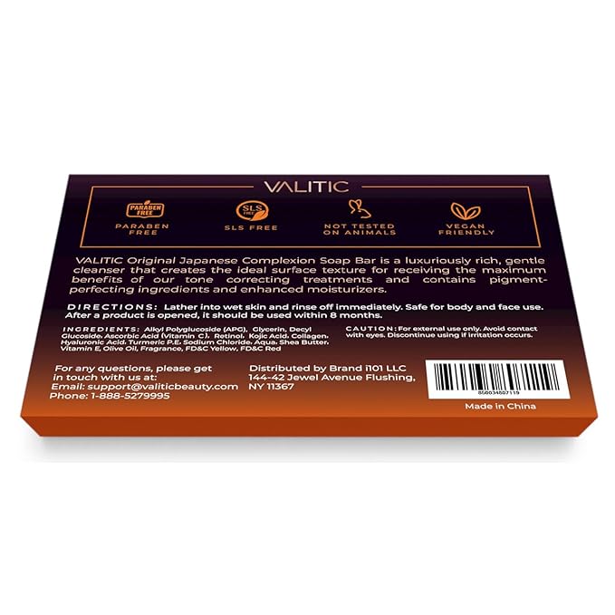 VALITIC Kojic Acid Dark Spot Remover Soap Bars with Vitamin C, Retinol, Collagen, Turmeric - Original Japanese Complex Infused Hyaluronic Acid, E, Shea Butter, Castile Olive Oil (4 Pack)