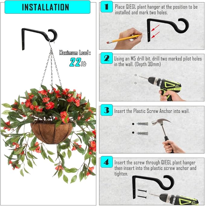 Hanging Plant Bracket 6inch Metal Plant Hook Shepherds Hook Decorative Wall