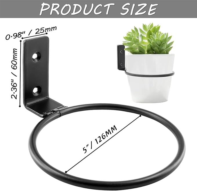2 Pack 5 inch Flower Pot Holder Ring, Flower Pot Holder Ring Wall Mounted Set