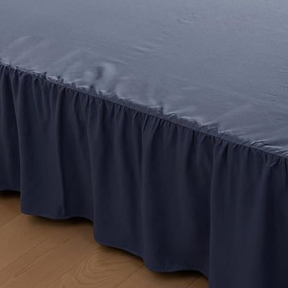 Bed Skirt Queen Size Ruffled Bed Skirt with Split Corners, 12 Inch Drop Dust Ruffle Bed Skirt with Platform,Blue