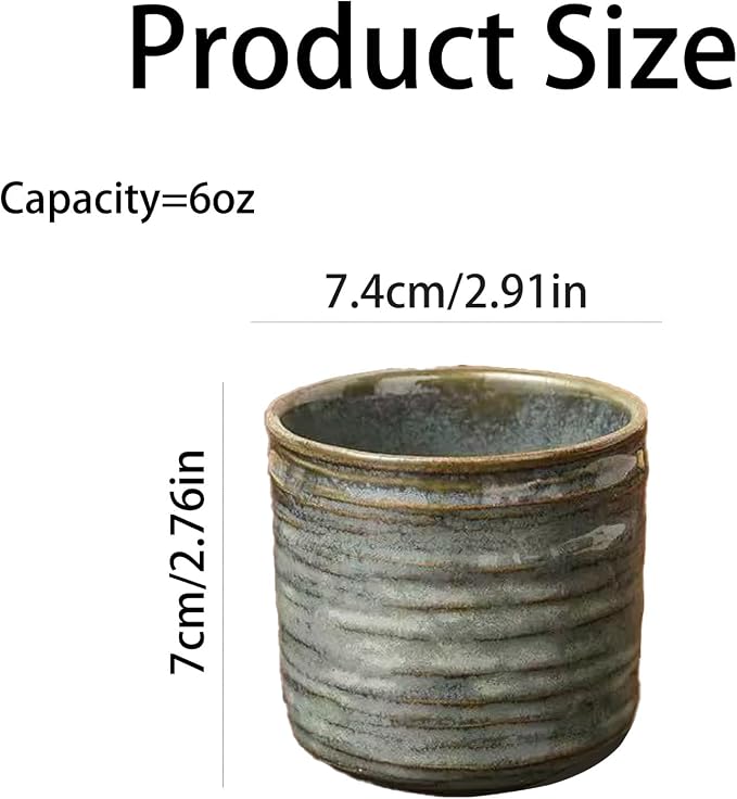 Vintage Ceramic Mug, Japanese Tea Cup 6oz Cup No Handle Drinking Cup