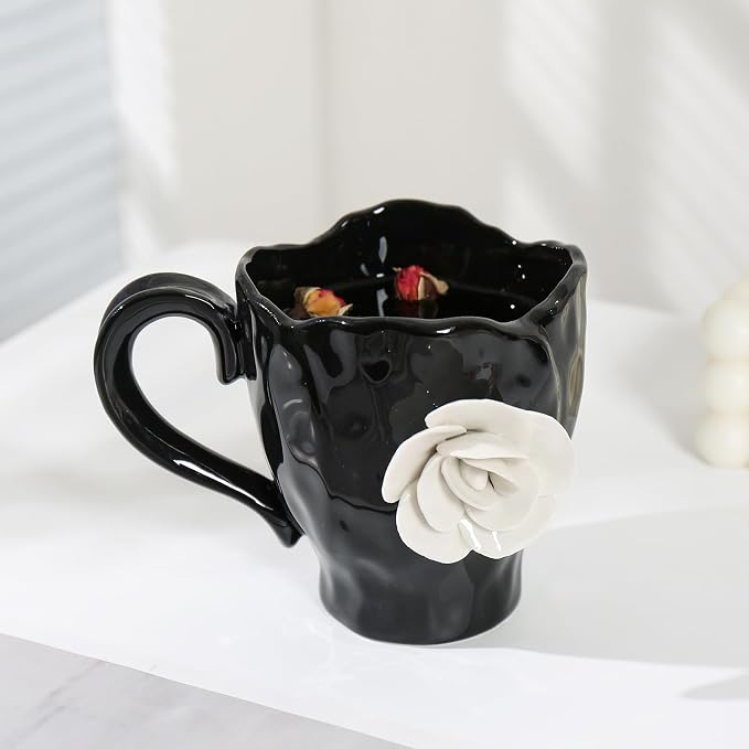 Ceramic Cute Coffee Cups, Handmade Flower Tea Mugs, Gifts