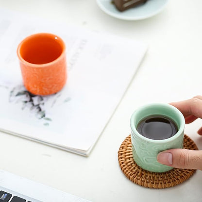 Ceramic Espresso Cups Set of 2-3oz Demitasse Cups