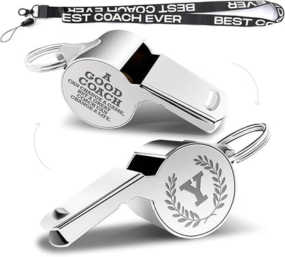 Letters Coach Gifts, Whistle for Coaches, Whistle Emergency, Thank You Coach Gifts, Coaches Whistle with Lanyard Cheer Coach Gift for Men Women Teachers Referees School Sports Coach Outdoor, Letter Y