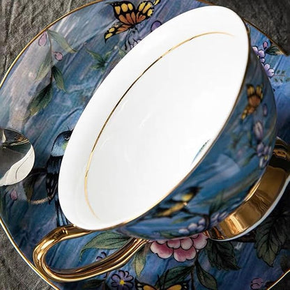 Bone China Cup& Saucer Set, 6.8oz- Birds& Trees