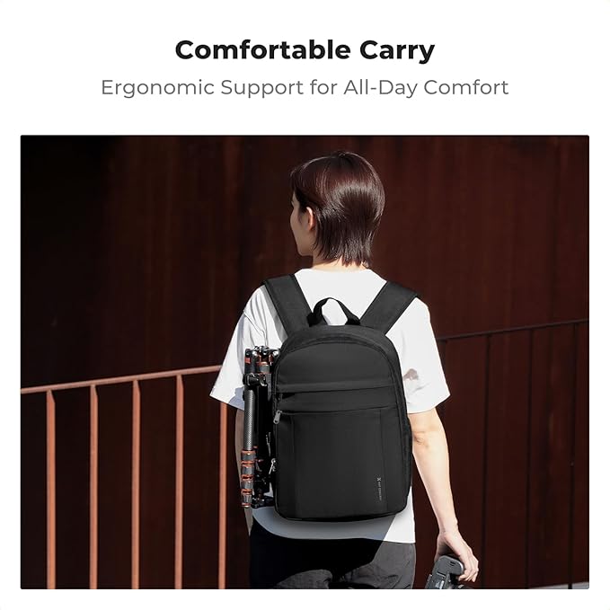 K&F CONCEPT Lightweight Camera Backpack Bag, Professional Photography Bag Compatible with Canon/Nikon/Sony Camera and Lens Accessories, Camera Case with Tripod Strap & Rain Cover
