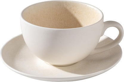 Ceramic Latte Art Mug With Saucer - 10 oz