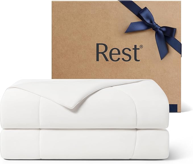 REST® Evercool® Cooling Comforter, Twin/Twin XL, Blanket for Hot Sleepers, All Season Bedding to Keep Cool for Night Sweats, Breathable Lightweight Blanket, 68"x90" Inches, Arctic White