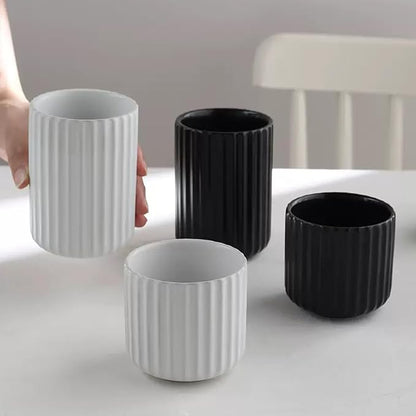 Nordic Ceramic Mug, Japanese Tea Cup 10oz Striped Cup No Handle Drinking Cup