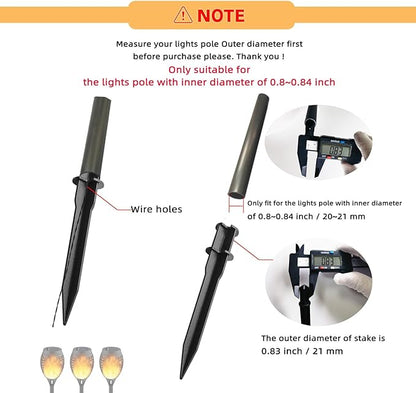 10 Pack Solar Light Stakes Replacement, Flickering Flame ABS Reinforced Ground