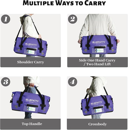 Large Waterproof Duffel Bag Roll-top Heavy Duty Dry Duffle Bags for Motorcycling, Rafting, Boating, SUP, Kayaking, Travel, 70L(Blue)
